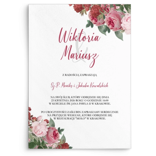 Zaproszenia ślubne Amore Rosso - motyw 1