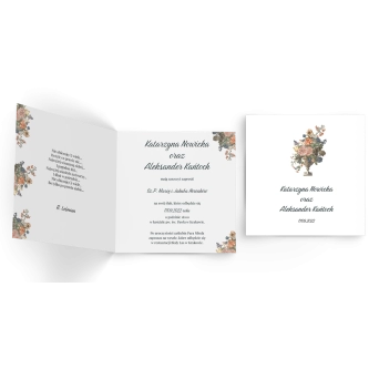 Zaproszenia ślubne Rustic Summer - Składane Kwadrat Motyw 3
