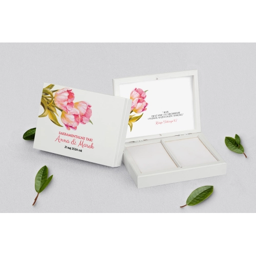 Pudełko na obrączki prostokątne białe - Sweet Love Motyw 4