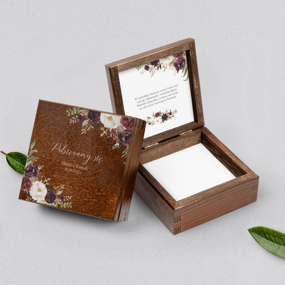Pudełko na obrączki brązowe - PasteLove Motyw 3