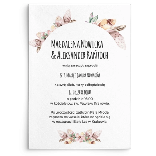 Zaproszenia ślubne Piórko - Motyw 1