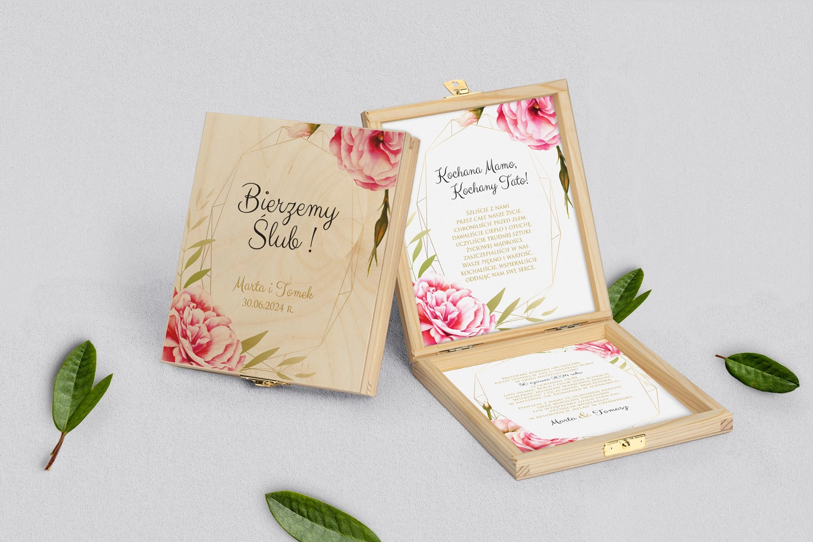 Zaproszenie dla Rodziców - naturalne Flowers & Frame Motyw 5