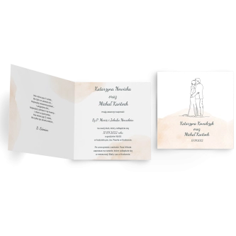 Zaproszenia ślubne True Love - Składane Kwadrat Motyw 1