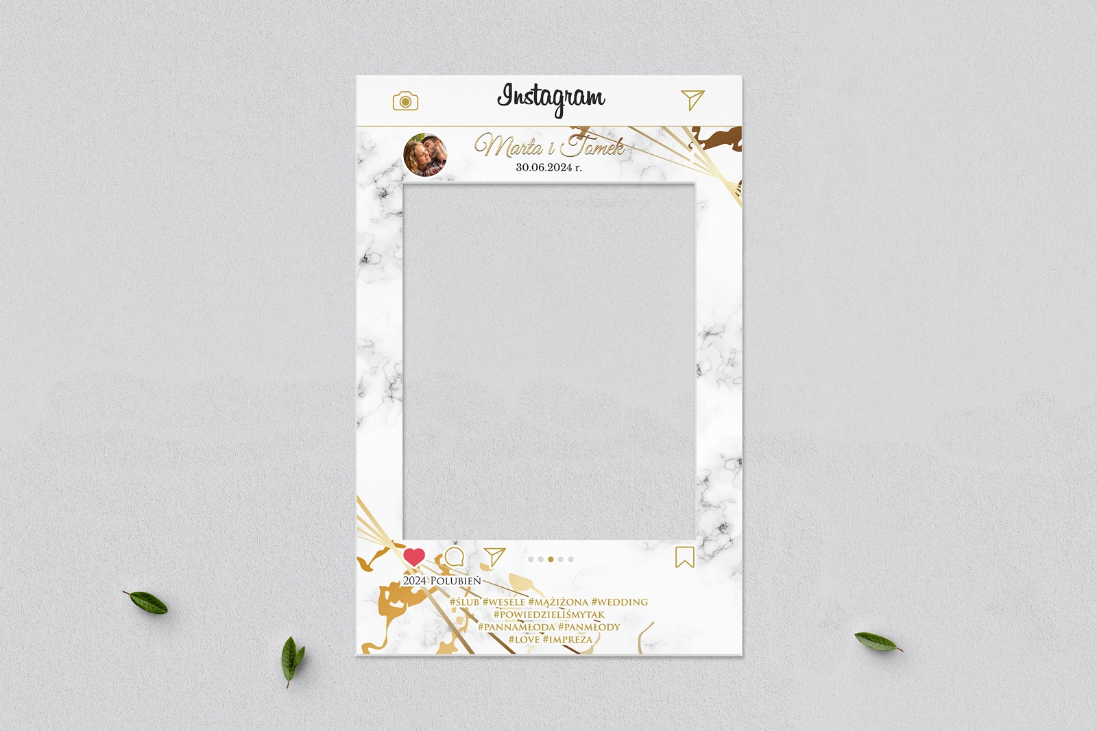 Ramka do zdjęć - Instagram Marmur & Złoto Motyw 4