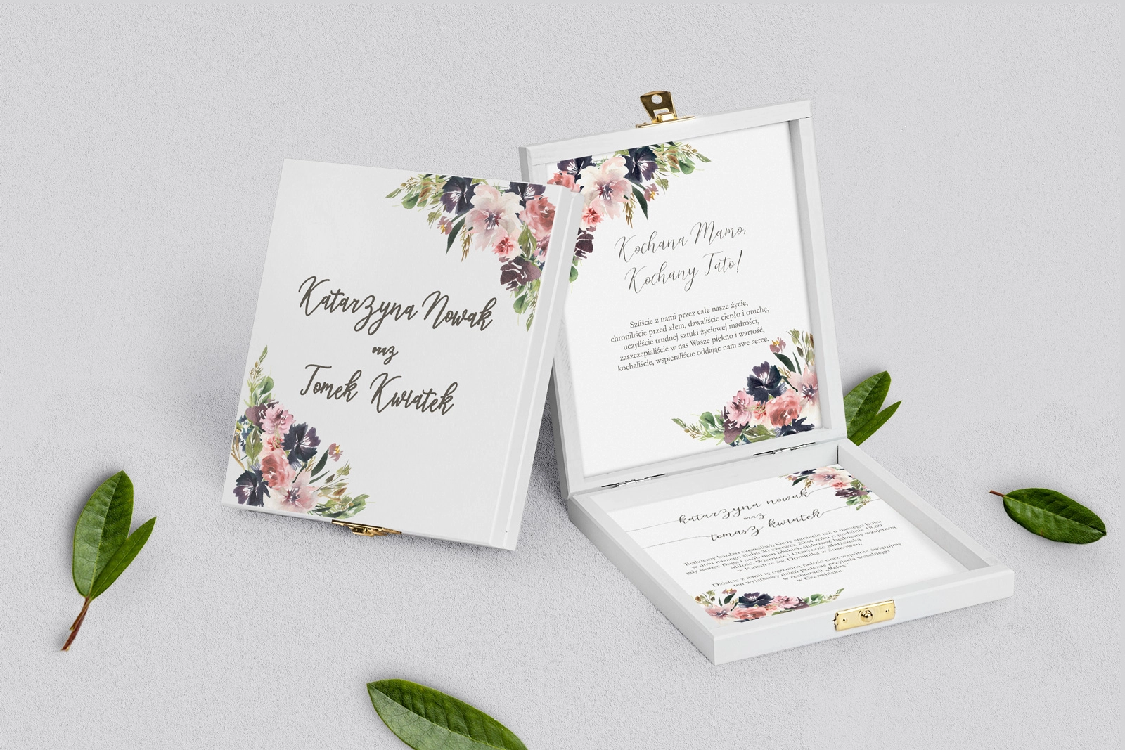 Zaproszenie dla Rodziców - białe PasteLove Motyw 4