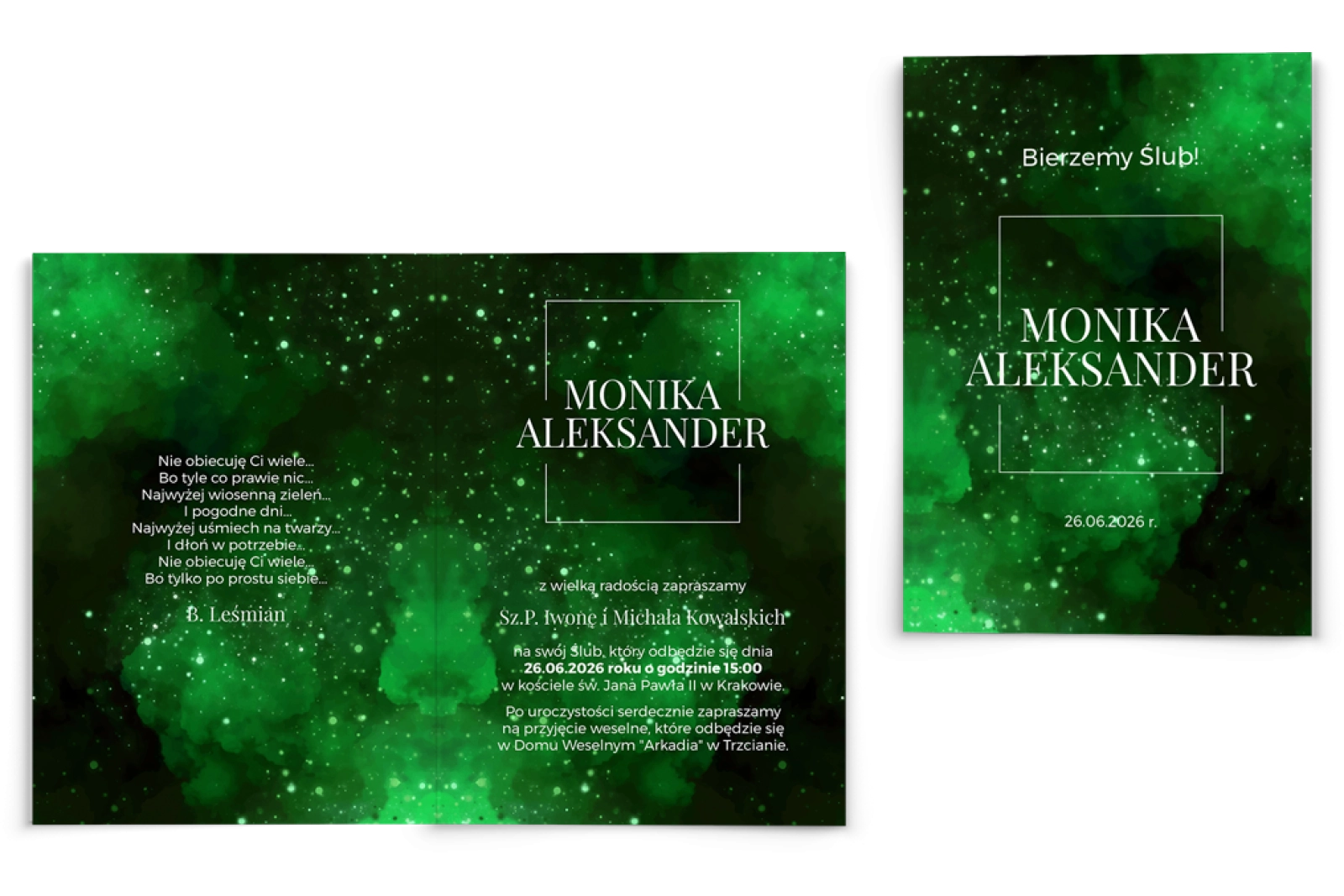 Zaproszenia ślubne Colors of the Sky - Składane motyw 1