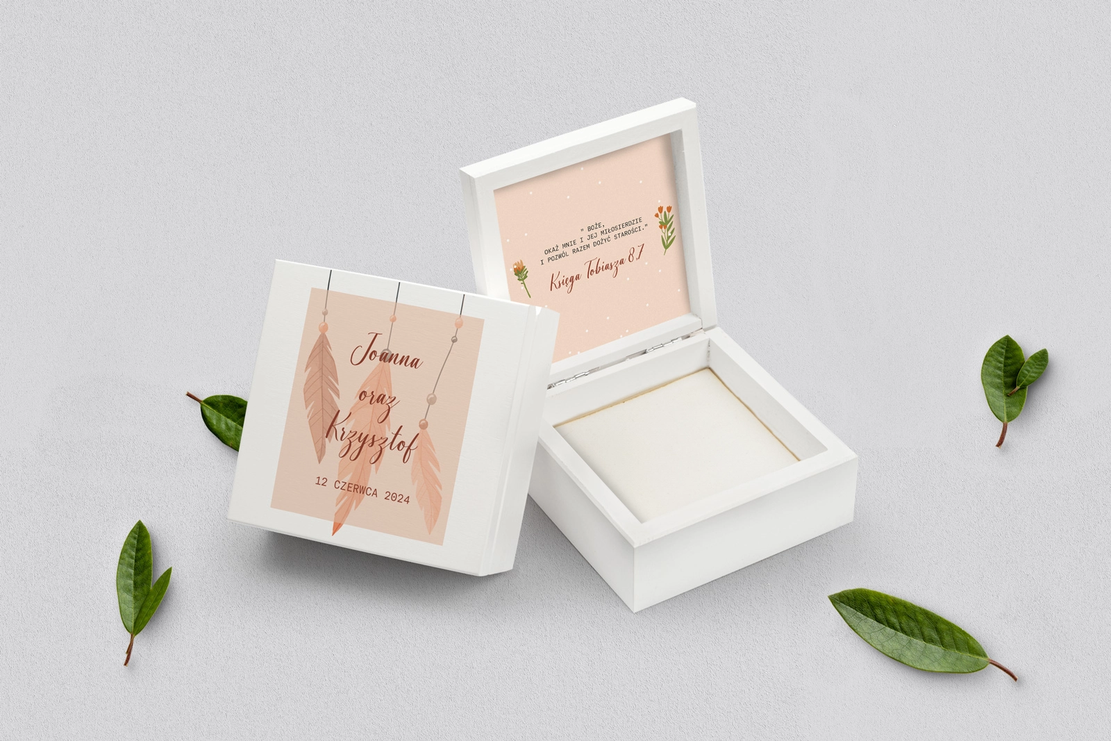 Pudełko na obrączki białe - Butterflies Motyw 1