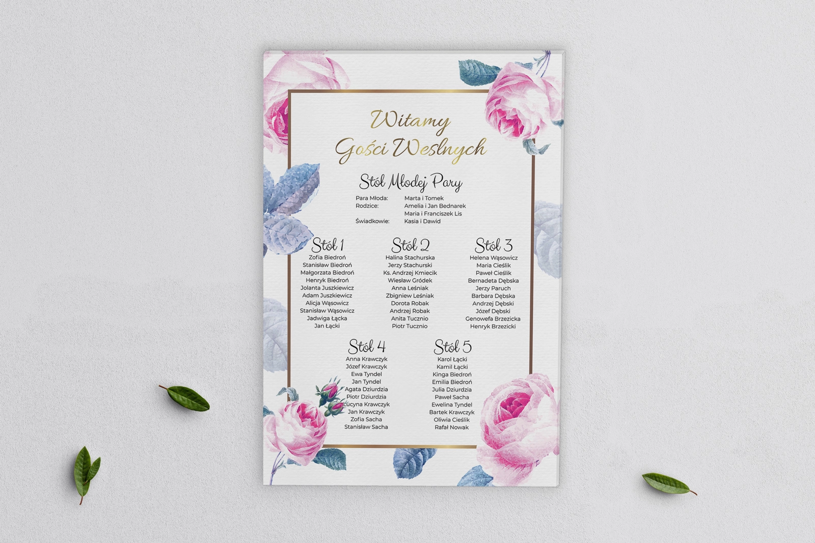 Plan stołów weselnych na płótnie Dream Motyw 3