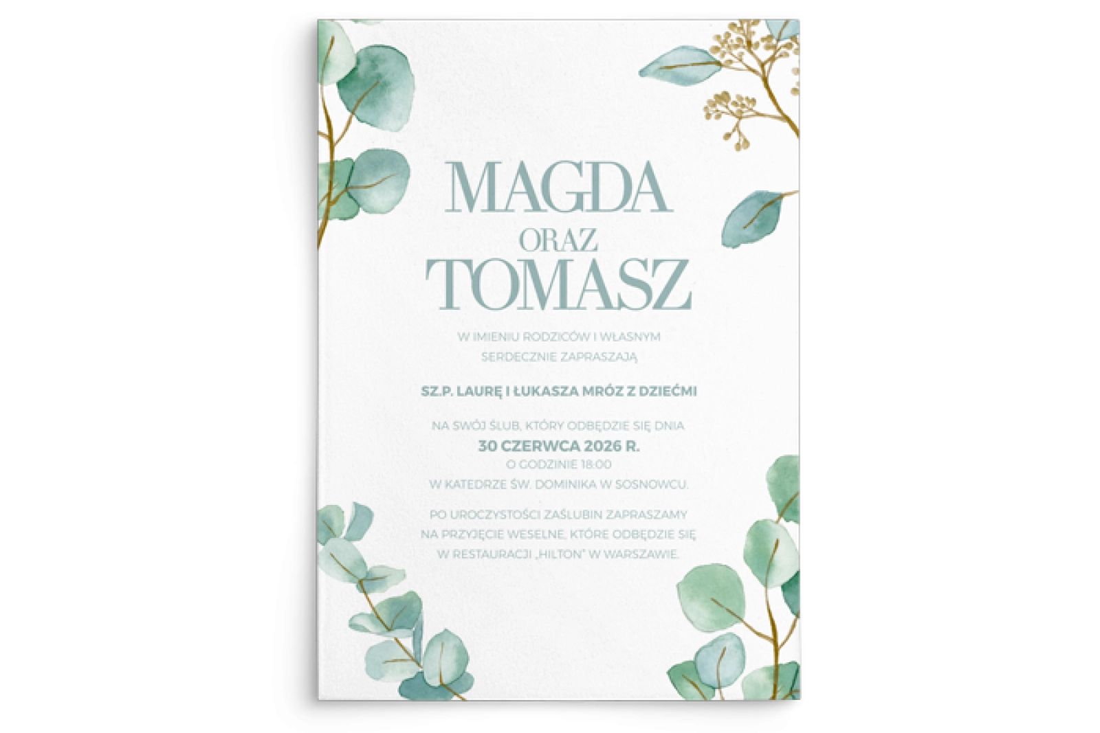 Zaproszenia ślubne Eukaliptus - Motyw 1