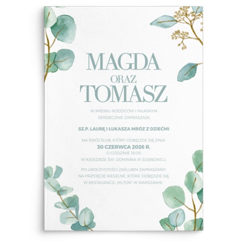 Zaproszenia ślubne Eukaliptus - Motyw 1