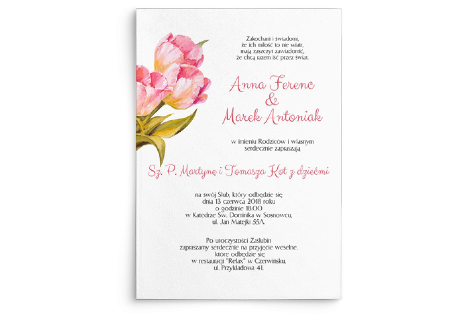 Zaproszenia ślubne Sweet Love - Motyw 4