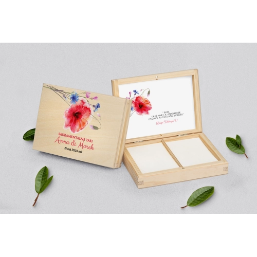 Pudełko na obrączki prostokątne naturalne - Sweet Love Motyw 2