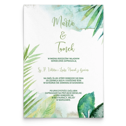 Zaproszenia ślubne Tropical - Motyw 2