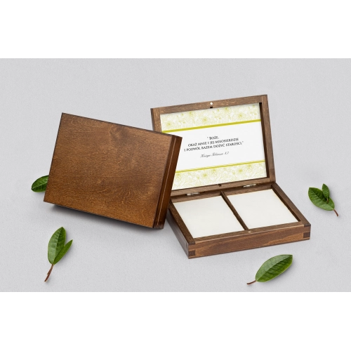 Pudełko na obrączki prostokątne brązowe - Ornaments Motyw 11