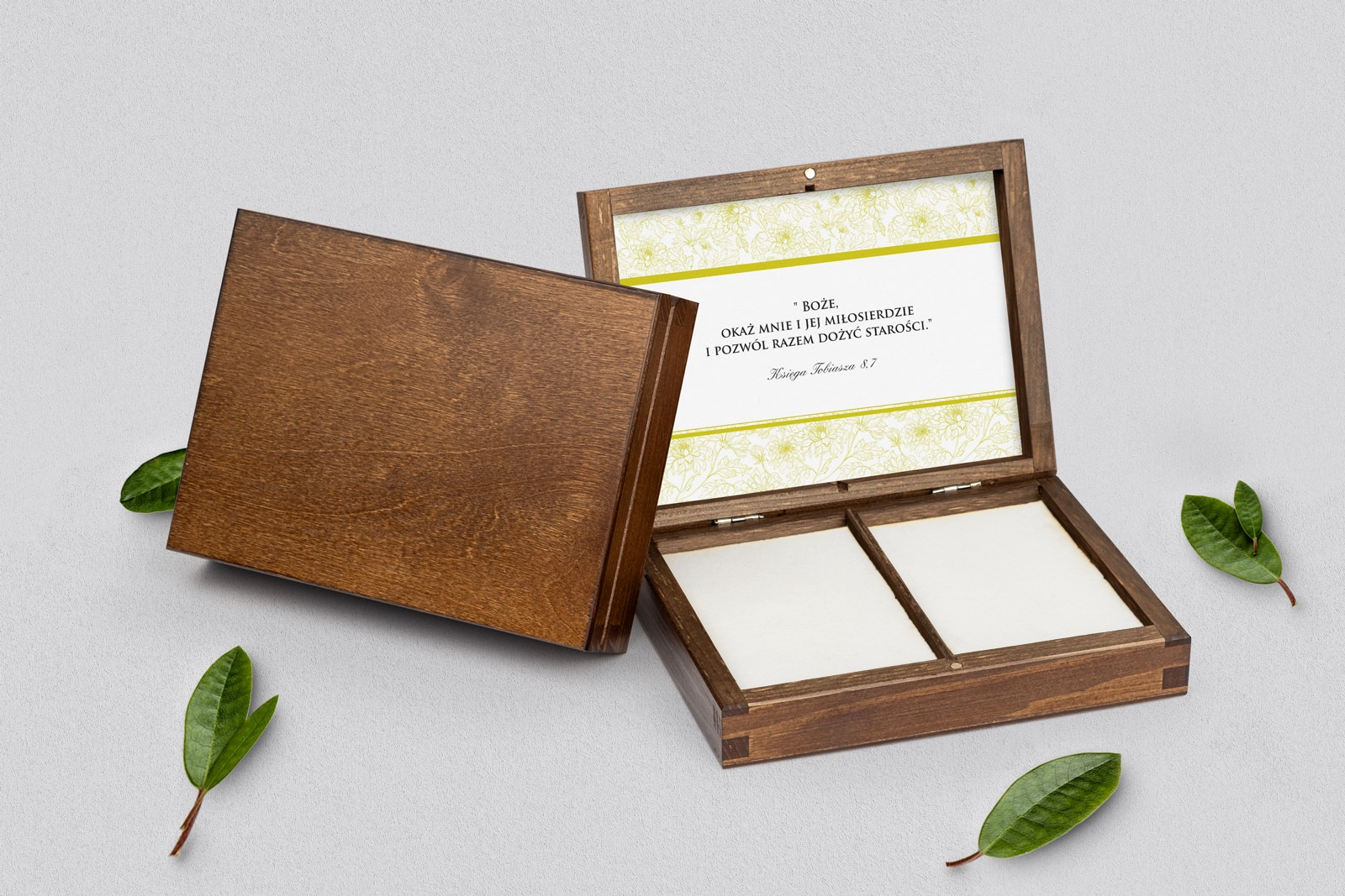 Pudełko na obrączki prostokątne brązowe - Ornaments Motyw 11