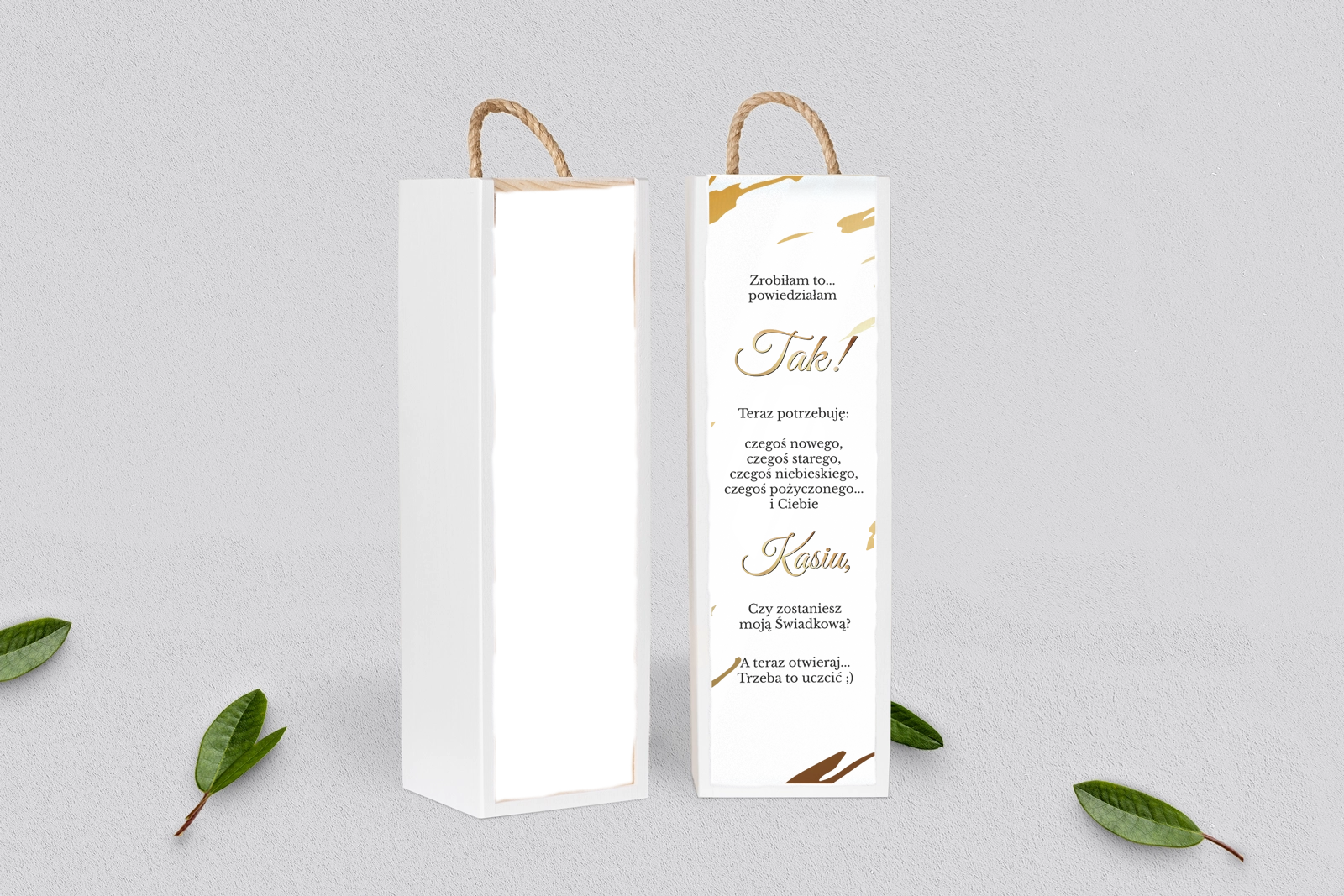 Prośba o Świadkowanie - SNW Akryl biała Marmur & Złoto Motyw 3