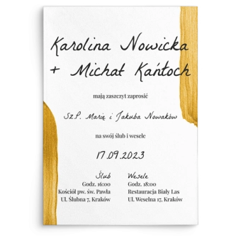 Zaproszenia ślubne Golden Brush - motyw 3