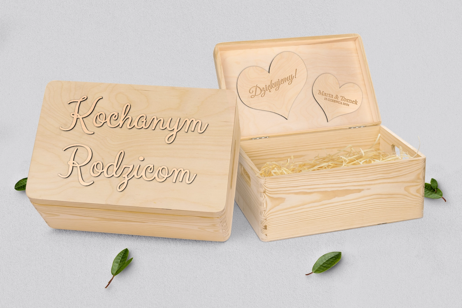 Skrzyneczka dla Rodziców - naturalna Marmur & Złoto - Motyw 3