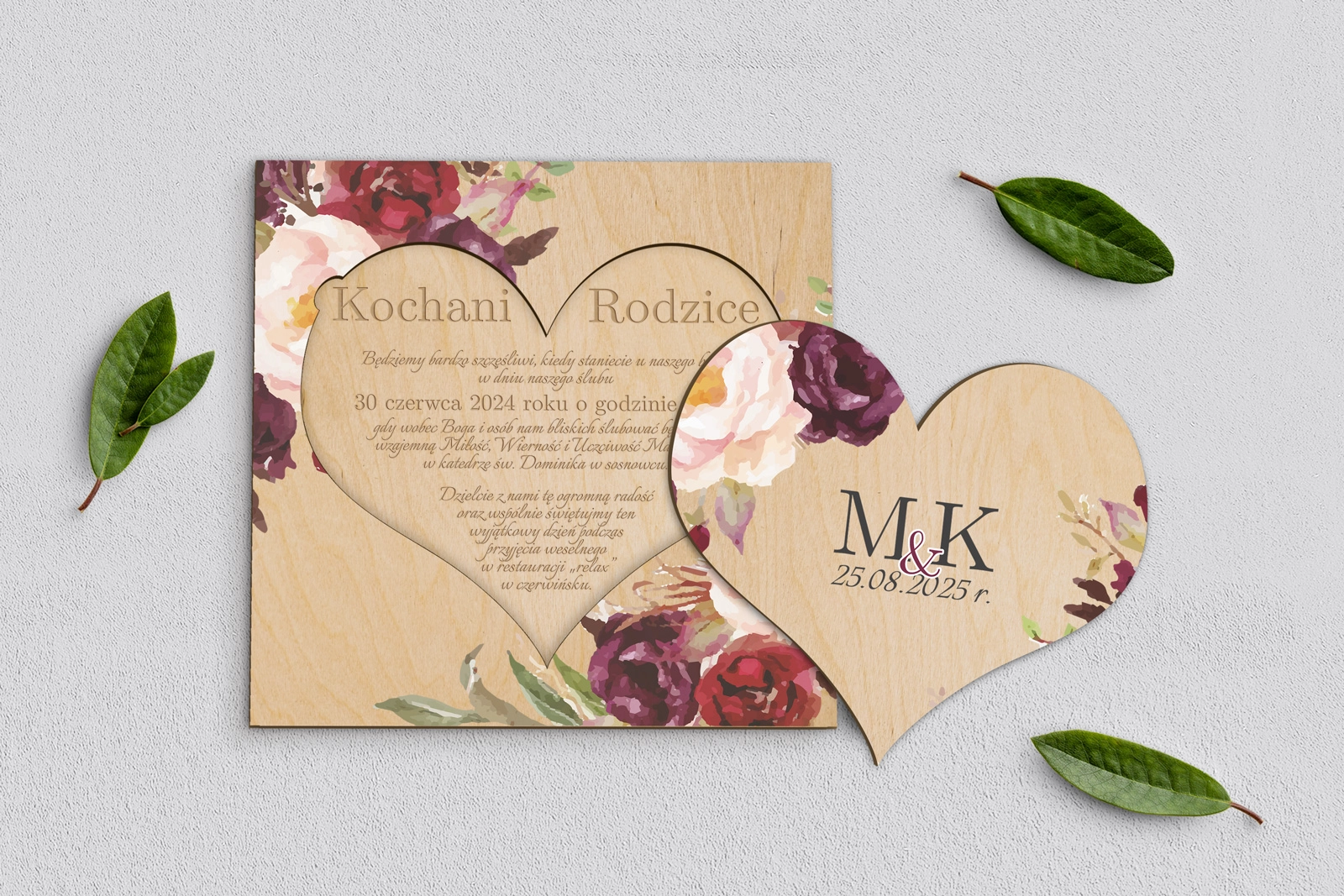 Drewniane Zaproszenie dla Rodziców - Fabello Motyw 2