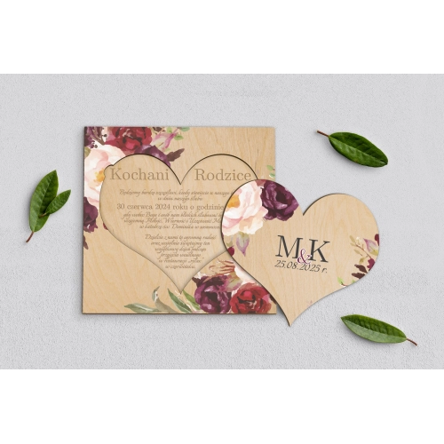 Drewniane Zaproszenie dla Rodziców - Fabello Motyw 2