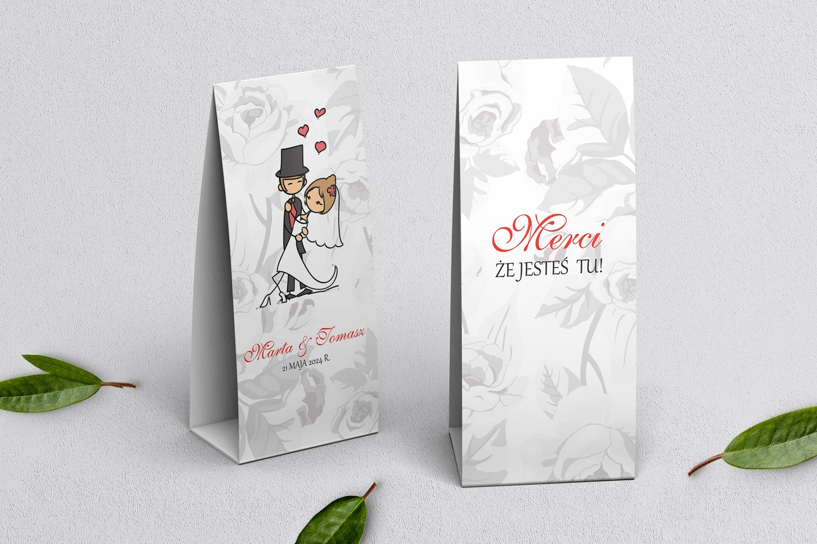 Podziękowanie Merci - Pudełeczko Zakochani Motyw 1