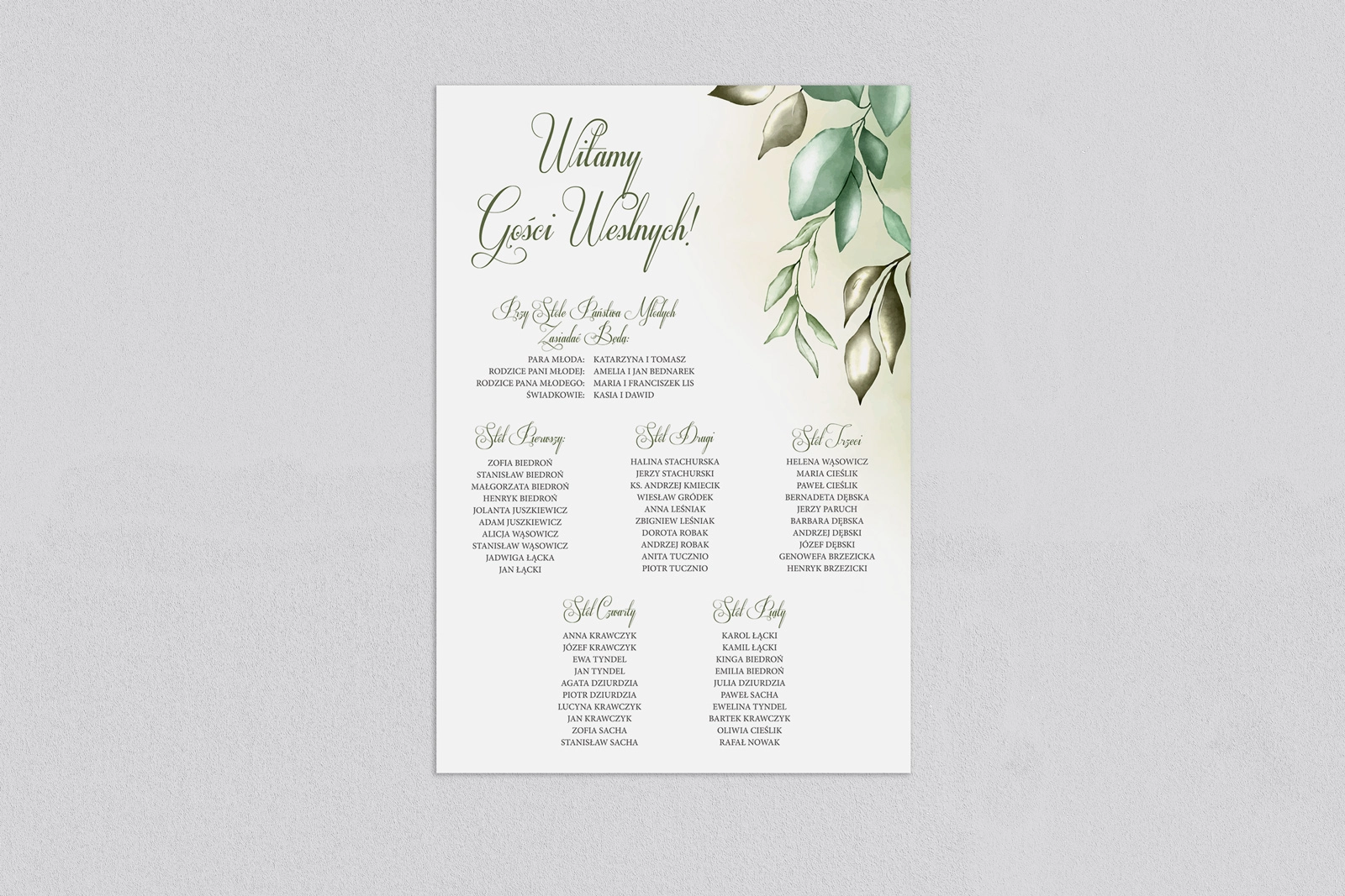 Plan stołów weselnych About You - Motyw 1