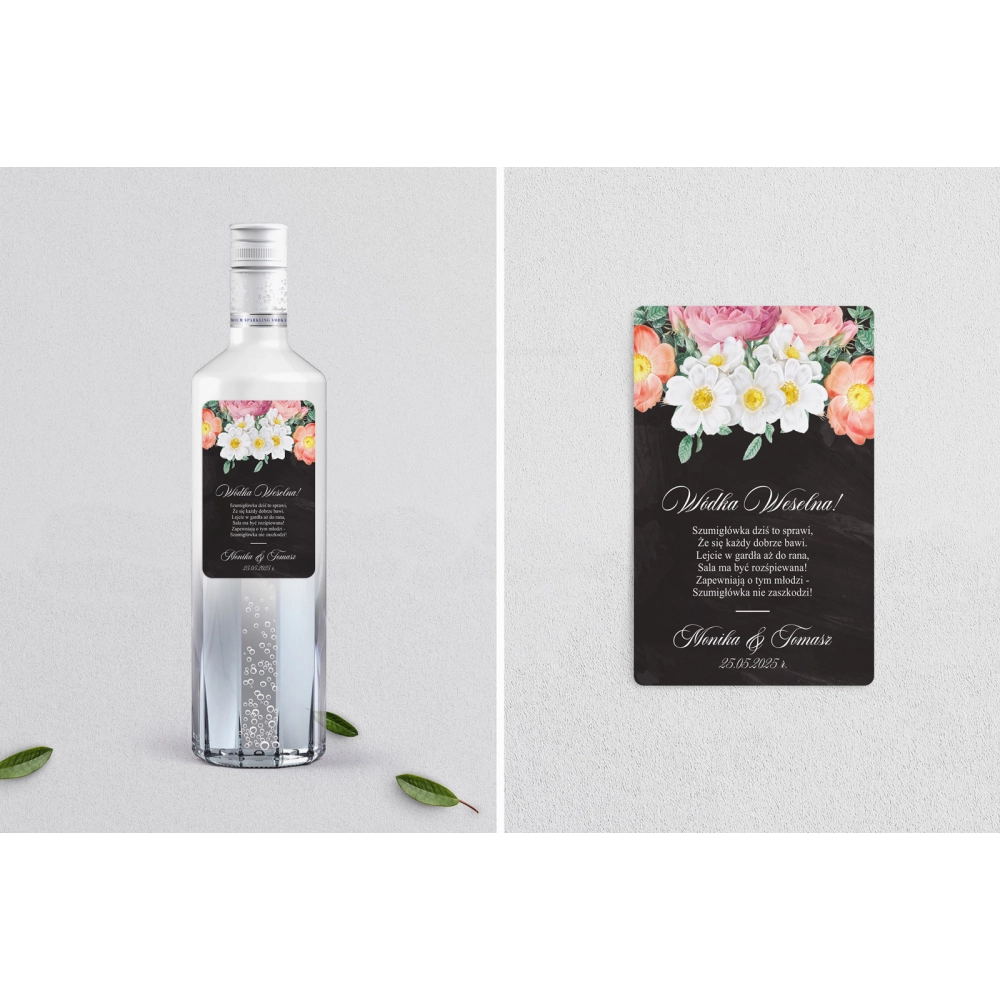 Naklejki na alkohol - Black Flowers - Motyw 3