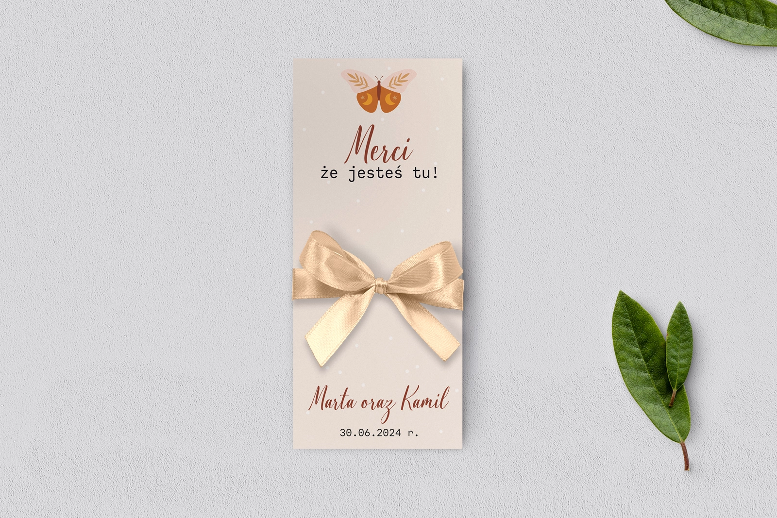 Podziękowanie Merci - Karteczka Butterflies - Motyw 1