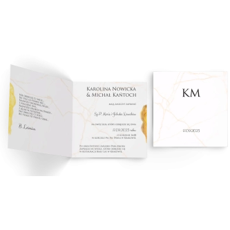 Zaproszenia ślubne Marble - Składane Kwadrat Motyw 3