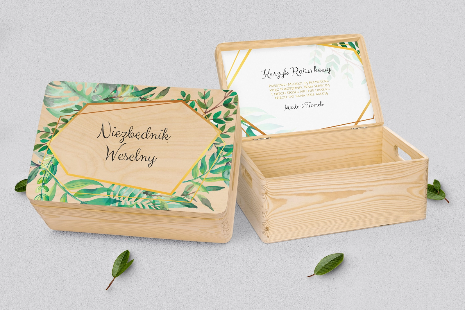 Koszyczek ratunkowy weselny naturalny - Flowers & Frame Motyw 2