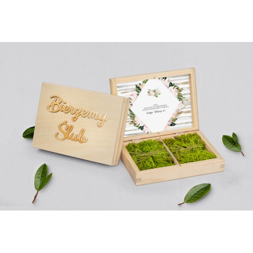 Pudełko na obrączki prostokątne naturalne - Akwarelka - Motyw 1