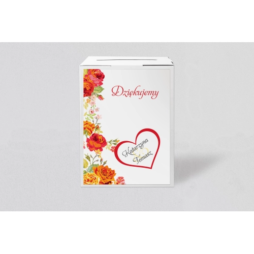 Pudełko na koperty i pieniądze Serca Kwiat Motyw 3