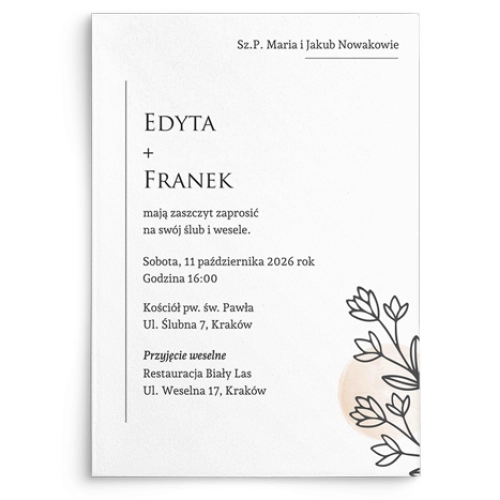 Zaproszenia ślubne Madlen - Motyw 1