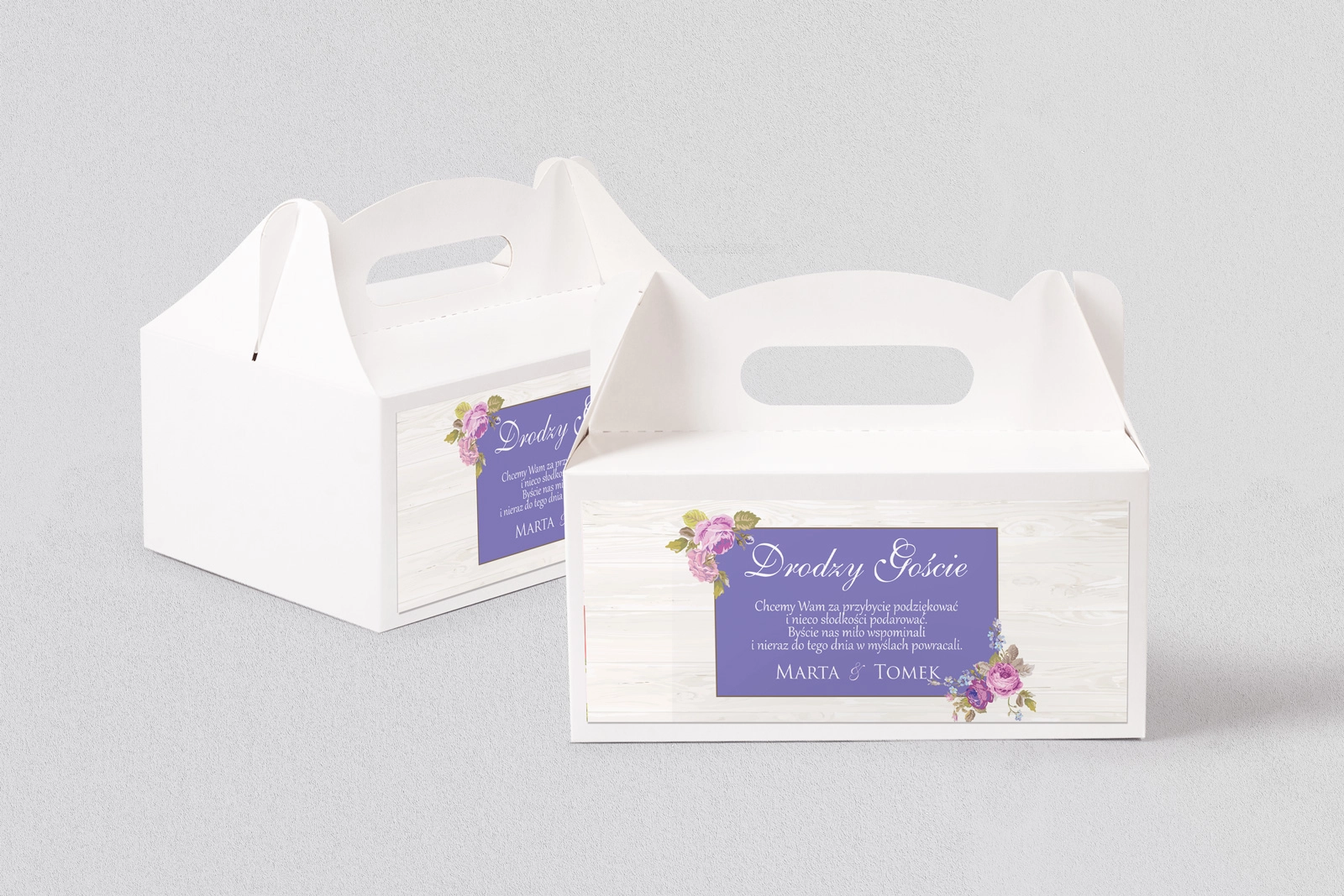 Pudełko na ciasto weselne Biała Stodoła - Motyw 6