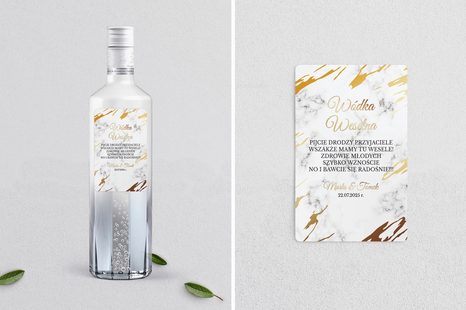 Naklejki na alkohol - Marmur i Złoto Motyw 3