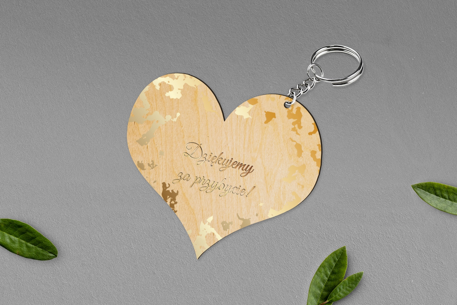Breloki z Nadrukiem - Serce Marmur & Złoto - Motyw 5