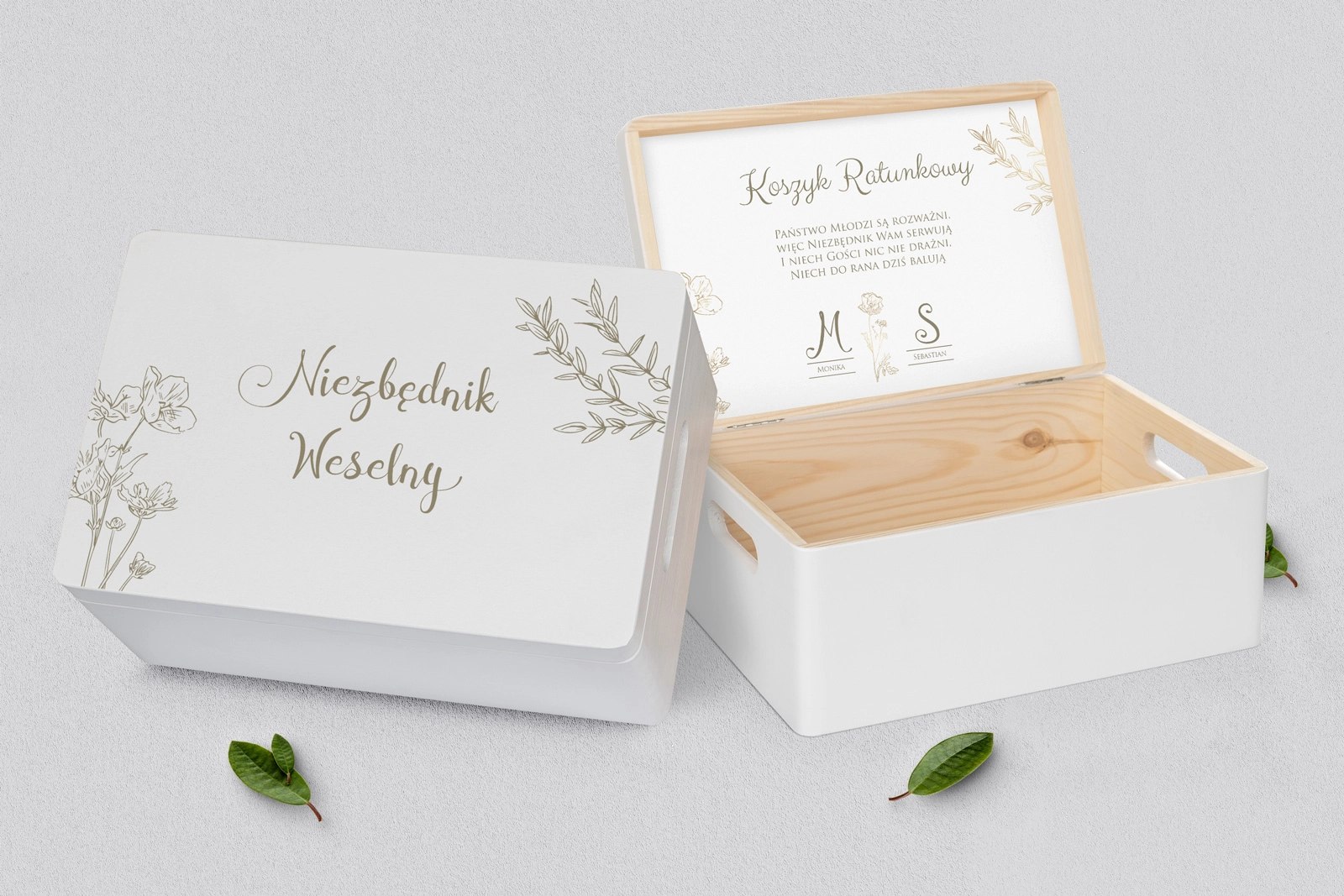 Koszyczek ratunkowy weselny biały - Fiori Motyw 2