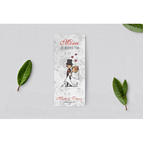 Podziękowanie Merci - Karteczka Zakochani Motyw 7
