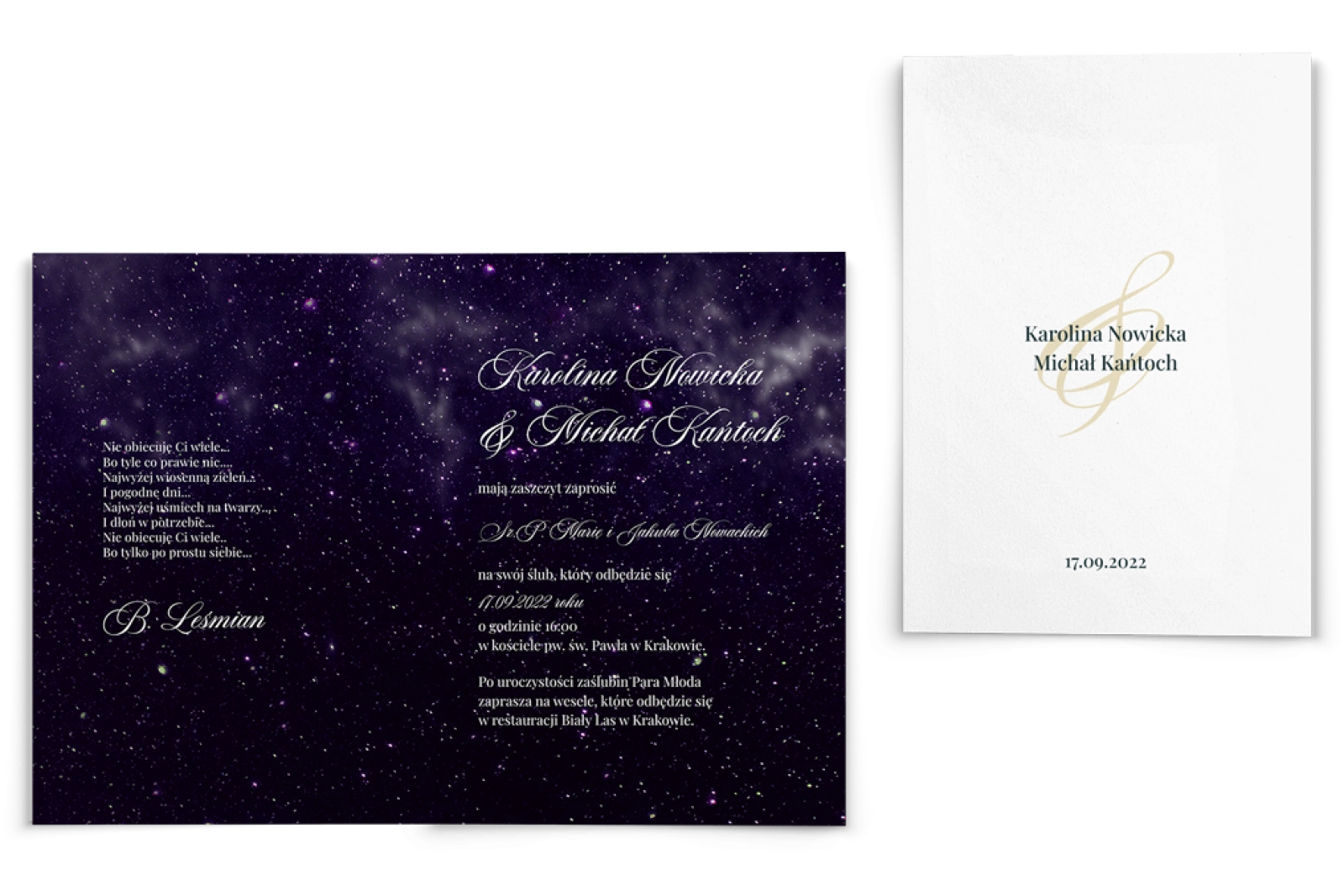 Zaproszenia ślubne Galaxy - Składane motyw 2