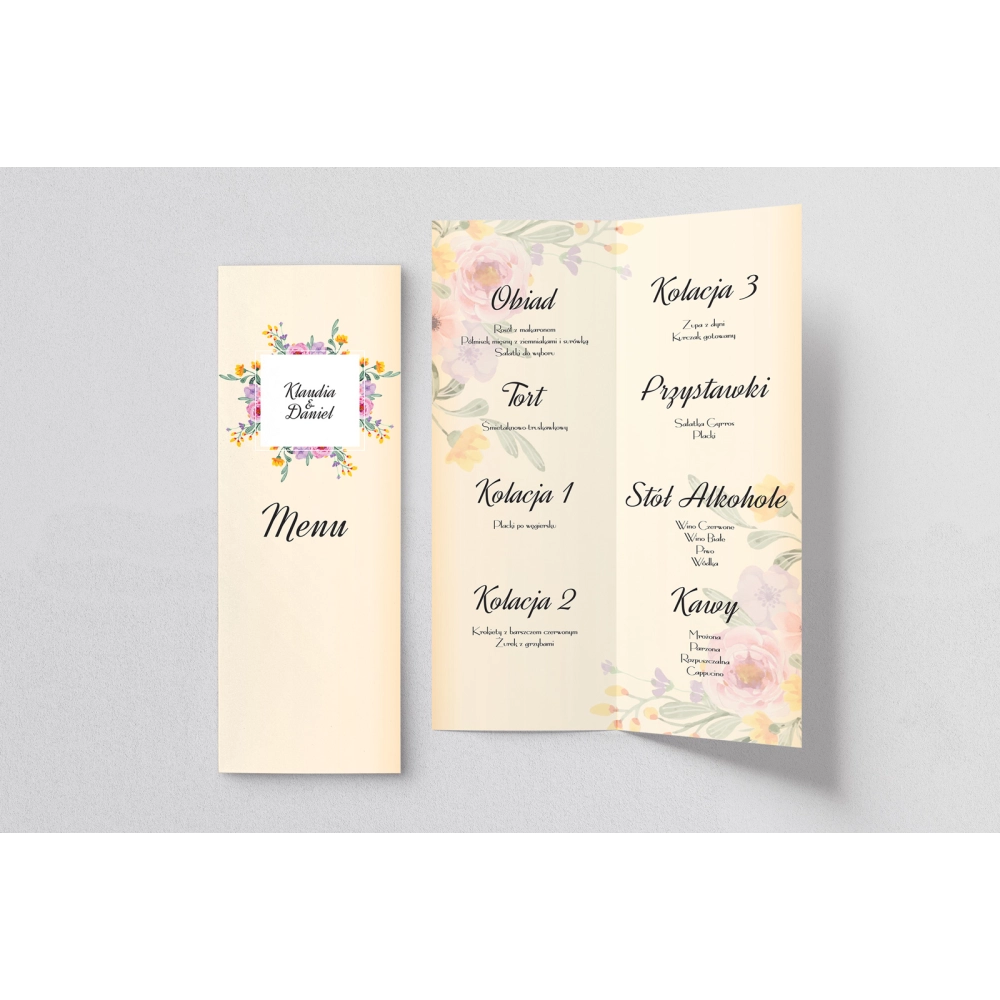 Menu Weselne love Motyw 1