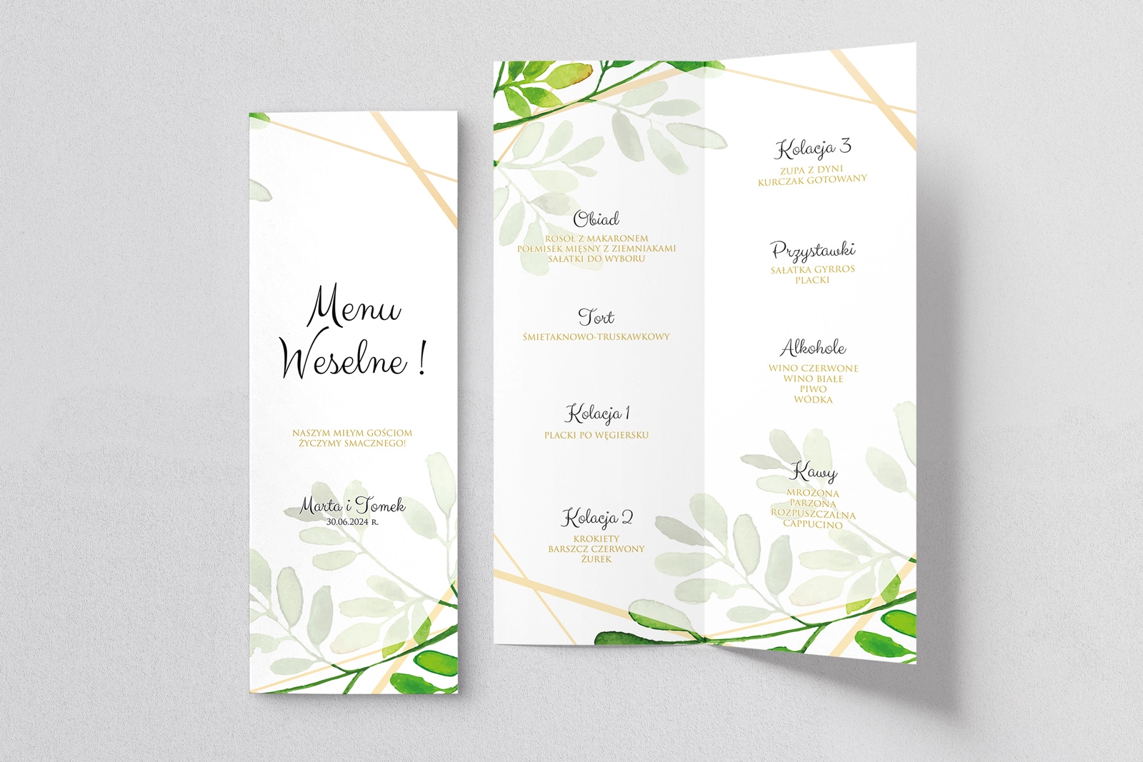 Menu Weselne Flowers & Frame - Motyw 3