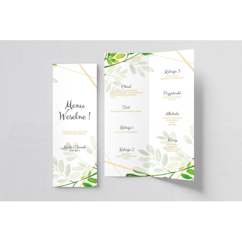 Menu Weselne Flowers & Frame - Motyw 3
