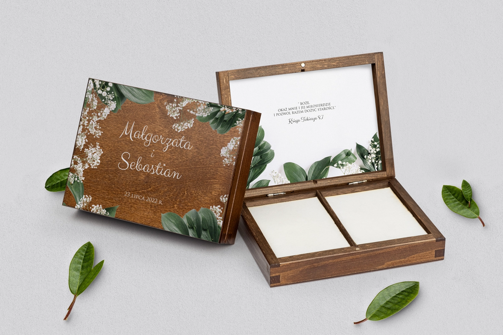 Pudełko na obrączki prostokątne brązowe - Soft Motyw 1