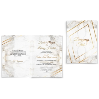 Zaproszenia ślubne Marmur & Złoto - Składane Motyw 1