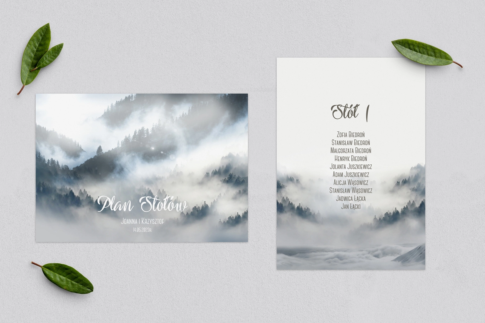 Plan Stołów - Karteczka Forest - Motyw 5