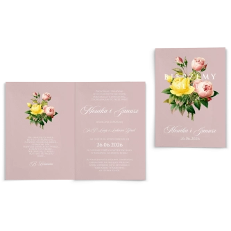 Zaproszenia ślubne Bella - Składane motyw 2