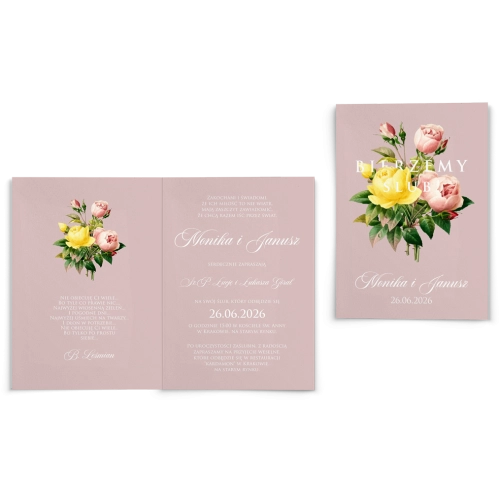 Zaproszenia ślubne Bella - Składane motyw 2