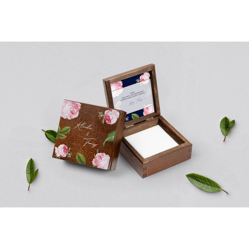 Pudełko na obrączki brązowe - Loveletter Motyw 2