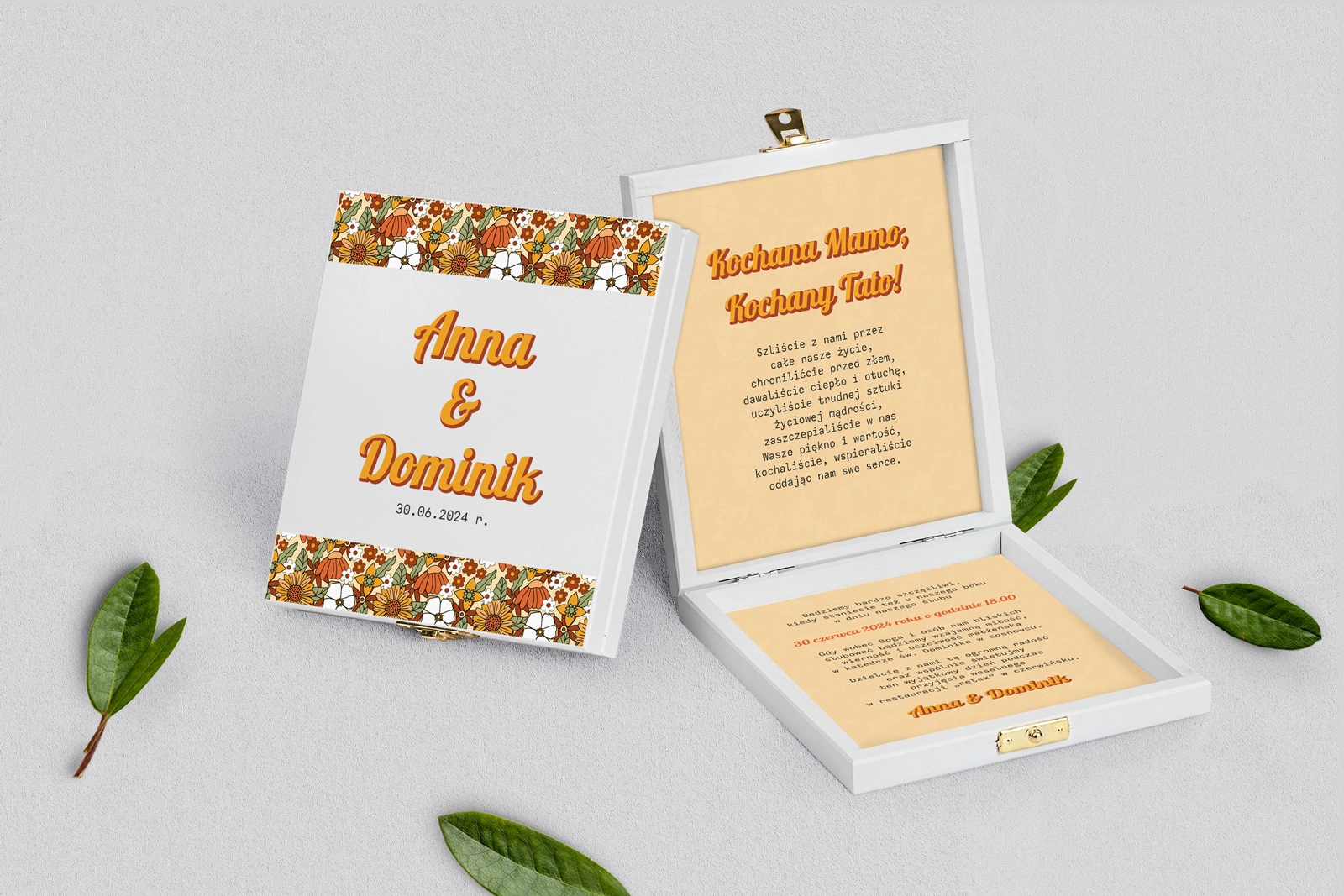 Zaproszenie dla Rodziców - białe Retro Style Motyw 1