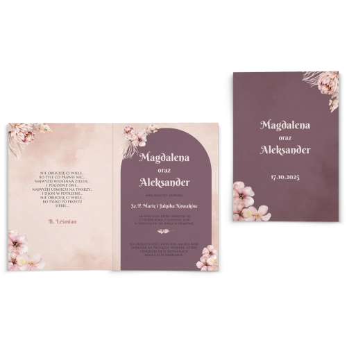 Zaproszenia ślubne Loretta - Składane motyw 3